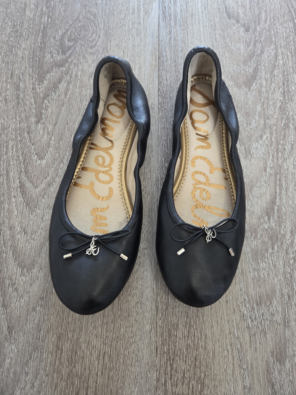 Sam Edelman Felicia Black Leather Ballet Flats Size 8